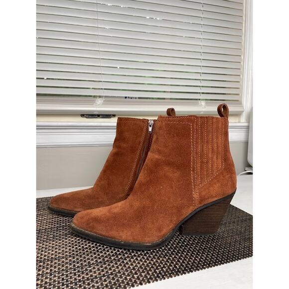 Zodiac Women's Robyn Pointed Toe Booties Size 7.5M Leather Ankle Boots Cognac - Picture 2 of 14